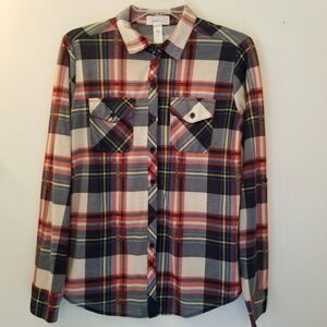 JUST BE Long Sleeve Plaid Shirt